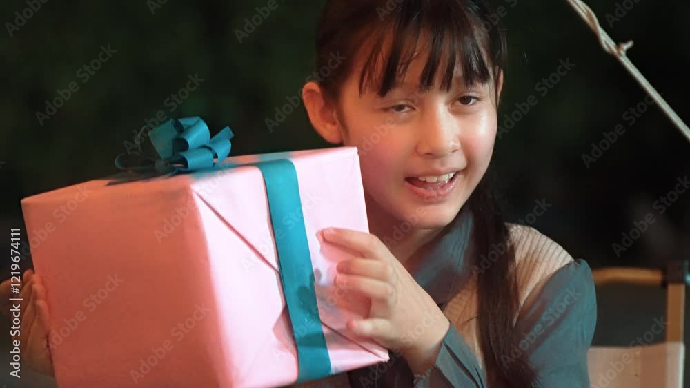 Family together celebrate anniversary in garden. Adorable girl get gift from parents. Outdoor camping party to relax with relatives, spend time with cute relatives cross generation gap. Divergence. Family together celebrate anniversary in garden. Adorable girl get gift from parents. Outdoor camping party to relax with relatives, spend time with cute relatives cross generation gap. Divergence.