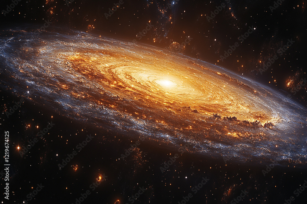 Fototapeta premium Majestic Spiral Galaxy Glowing In The Dark Vastness Of Space