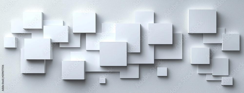 Randomly placed white square diagonal cube boxes and blocks on a background wallpaper banner template, with space for text Randomly placed white square diagonal cube boxes and blocks on a background wallpaper banner template, with space for text