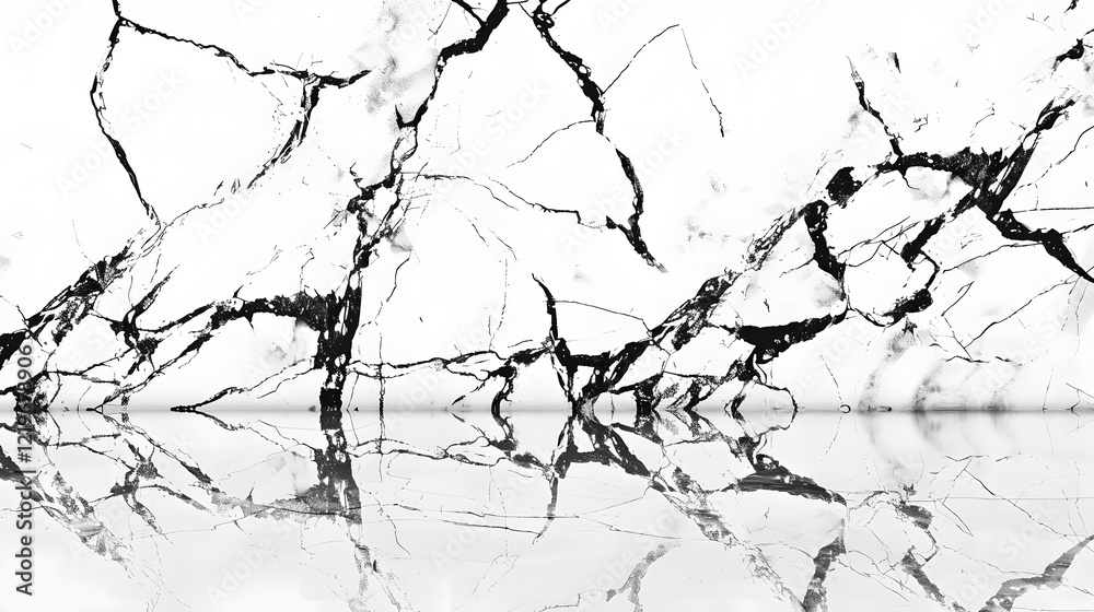 Obraz premium Marble granite white panorama background wall surface with elegant black pattern, generative ai