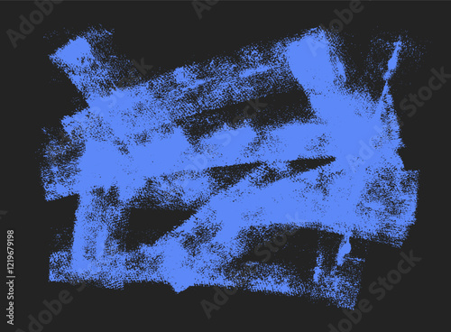 Abstract blue background with thick rough brush strokes. Hand drawn grunge funky texture. Overlay grunge punk texture background. Grainy vector bold rough lines. Sketchy bold random smears.