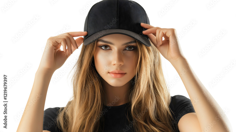 Stylish Young Woman in Black Hat Portrait Capturing Confidence and Urban Fashion Stylish Young Woman in Black Hat Portrait Capturing Confidence and Urban Fashion