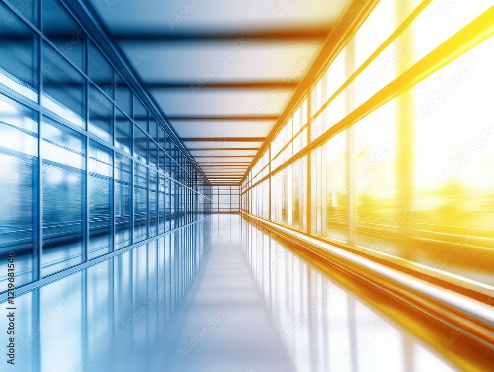 futuristic high-speed corridor with motion blur and dynamic blue and yellow lighting creating a sense of acceleration and modern innovation futuristic high-speed corridor with motion blur and dynamic blue and yellow lighting creating a sense of acceleration and modern innovation