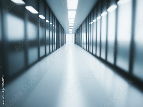 modern futuristic corridor with sleek metallic walls  bright overhead lighting  and a reflective floor creating a high-tech and minimalistic atmosphere