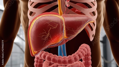 Human Anatomy: Detailed 3D Liver and Digestive System photo