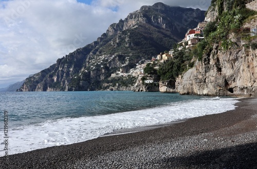 Canvastavla Positano - Scorcio del borgo dalla Spiaggia di Arienzo