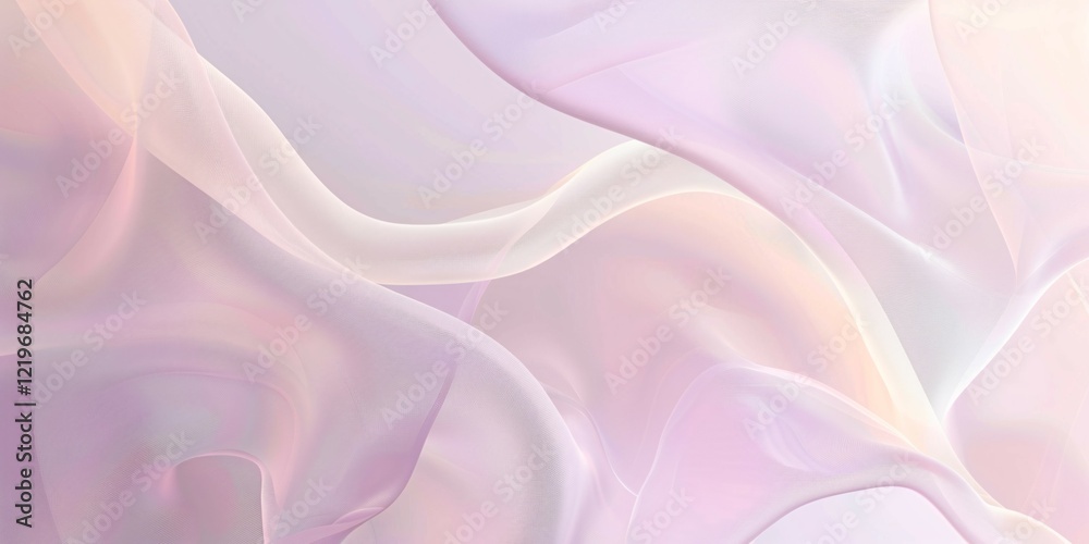 Fototapeta premium Soft Pastel Flowing Fabric Abstract Background with flowing, translucent fabric-like textures in soft pink and lavender tones