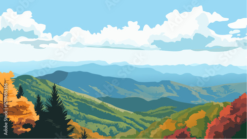 Mountain Peaks and Fall Colors at Blowing Rock