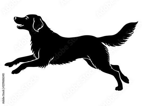  golden retriever dog black silhouette vector, Simple silhouette Design vector icon with white background. Puppy vector, Baby dog 