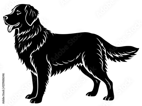  golden retriever dog black silhouette vector, Simple silhouette Design vector icon with white background. Puppy vector, Baby dog 