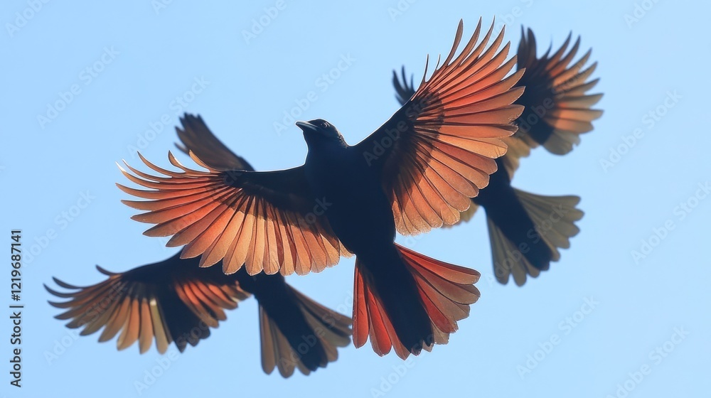 Fototapeta premium Majestic Flight of Red-winged Blackbirds