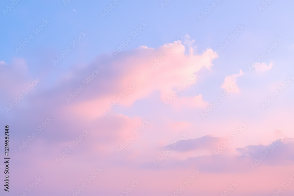 Obraz premium Soft Cloudy Gradient. A calming background with a cloudy gradient of pastel blues, pinks, and lavender, softly blending to create a dreamy, serene atmosphere