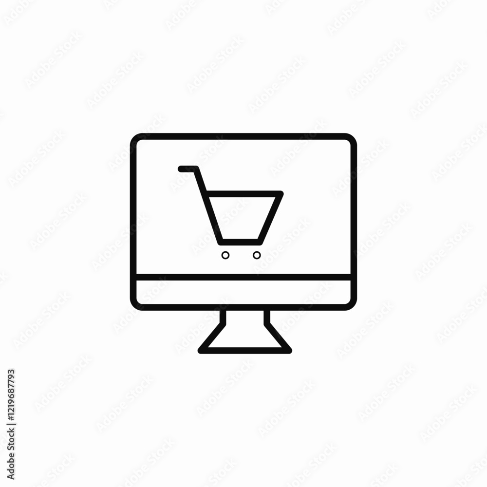 desktop online shopping icon sign vector desktop online shopping icon sign vector