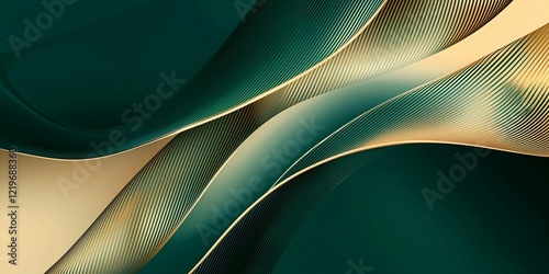Green and Gold Abstract Flowing Lines Background in green and gold tones with dynamic flowing lines