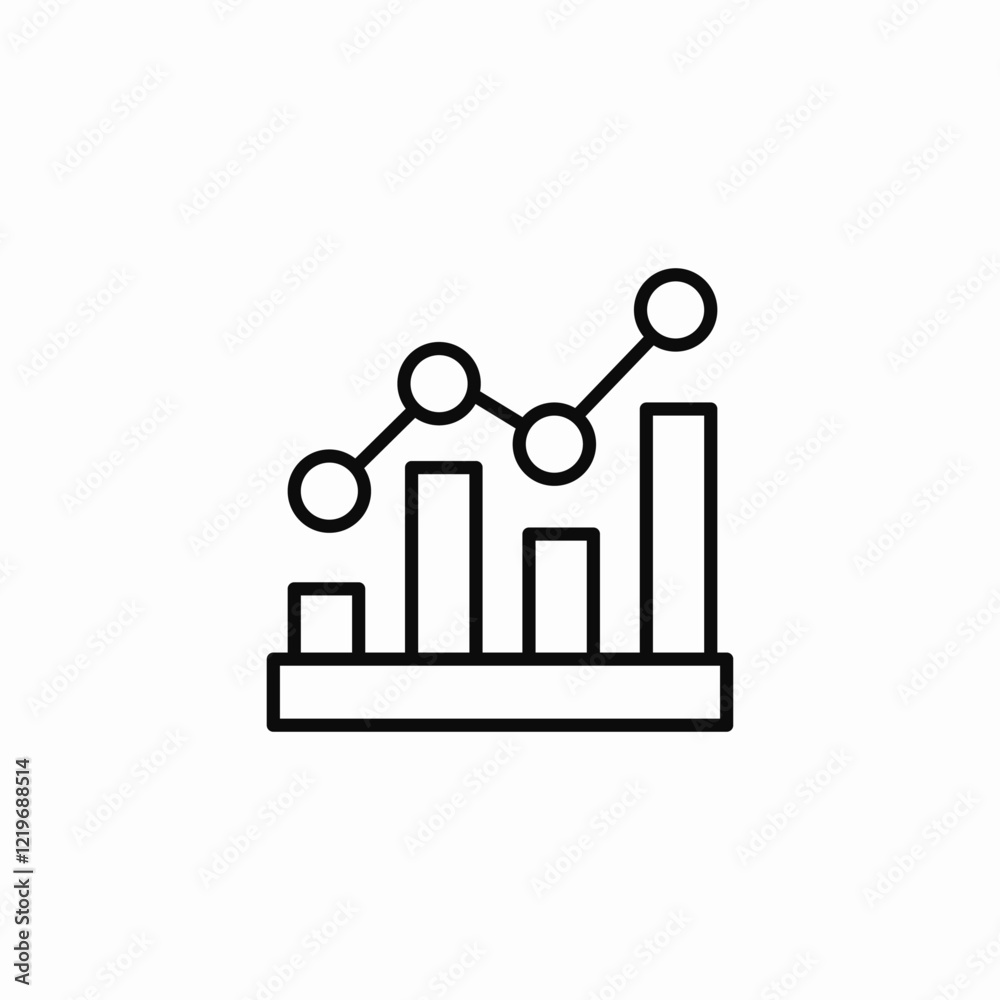 line bar chart icon sign vector