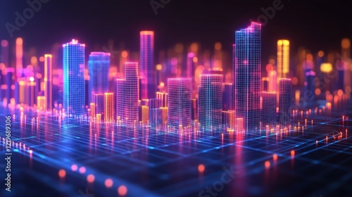 Neon city grid.