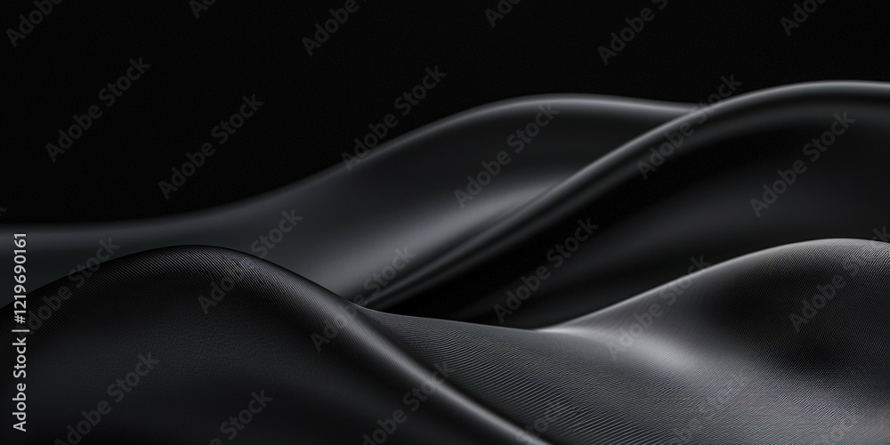 Fototapeta premium A sleek abstract background featuring curved black waves with soft lighting, adding depth, luxury, and sophistication