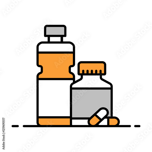 Medicine Bottles Icon. Pharmaceutical and Healthcare Products Illustration for Health Concept.
