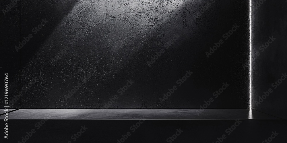 Obraz premium Textured Black Wall with Subtle Lighting Background with subtle lighting highlighting the wall’s rough surface