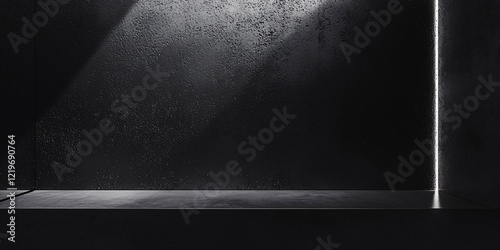 Textured Black Wall with Subtle Lighting Background with subtle lighting highlighting the wall’s rough surface