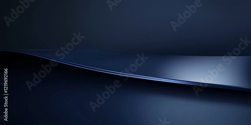 A minimalist dark blue background with sleek, smooth curves and subtle gradients