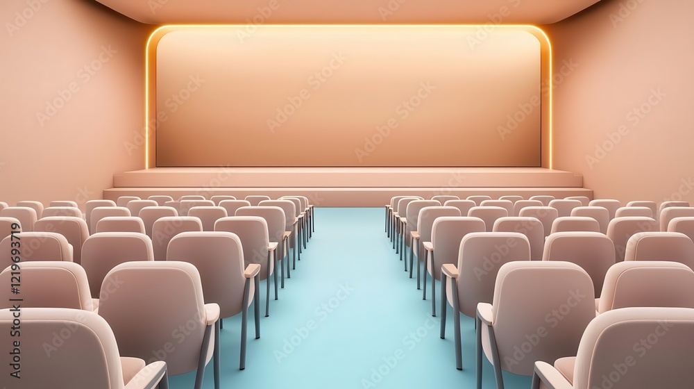 Fototapeta premium Modern auditorium seating arranged for an upcoming performance.