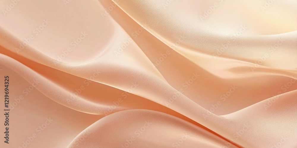 Fototapeta premium A warm peach silk fabric background with delicate folds and a soft glow