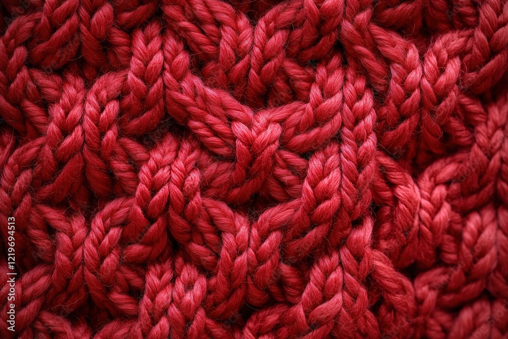 Red knitted fabric texture shows cozy, warm pattern. Knitted fabric background design suitable for winter holiday decor. Seamless textile pattern perfect choice for clothing. Cozy warm material Red knitted fabric texture shows cozy, warm pattern. Knitted fabric background design suitable for winter holiday decor. Seamless textile pattern perfect choice for clothing. Cozy warm material