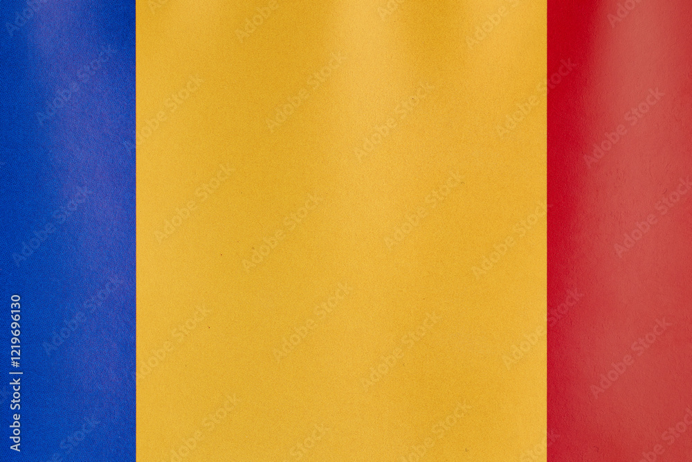 Fototapeta premium Romanian flag with vertical blue yellow red stripes