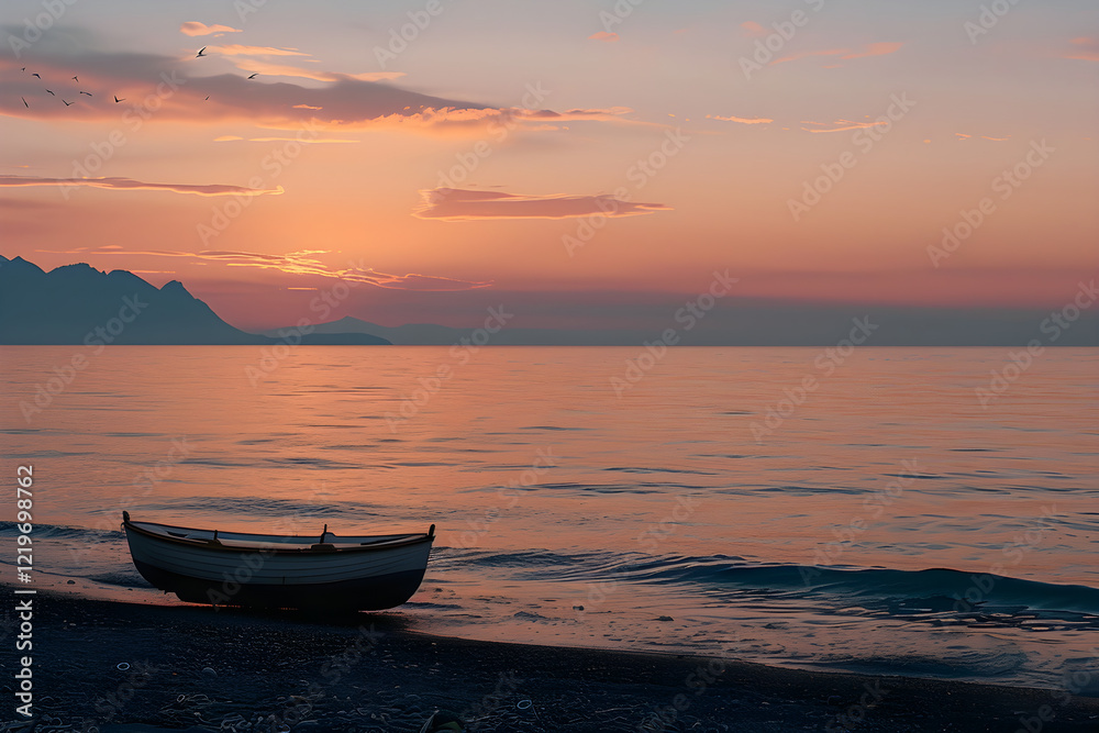 Serene Beach Sunset: The Tranquil Dance of Waves and Sky at Dusk Serene Beach Sunset: The Tranquil Dance of Waves and Sky at Dusk