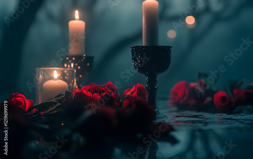 Moody and dramatic Valentinea??s Day celebration visuals with a dark theme photo