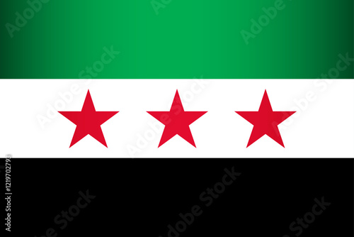 National Flag of the Syrian Arab Republic. Vector Element. Three stars