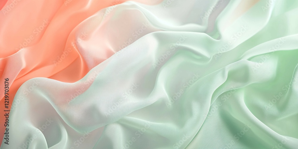 Obraz premium A luxurious abstract Peach and Mint Soft Silk Fabric Background