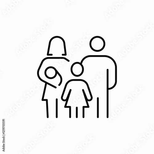 female child infant family of 4 icon sign vector