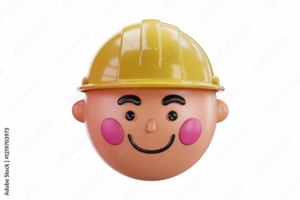 A happy 3D cartoon construction worker wearing a yellow helmet. A happy 3D cartoon construction worker wearing a yellow helmet.