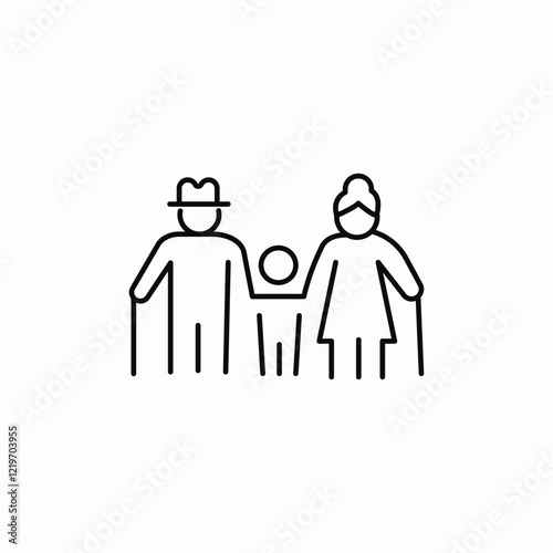 grandparents grandkid icon sign vector