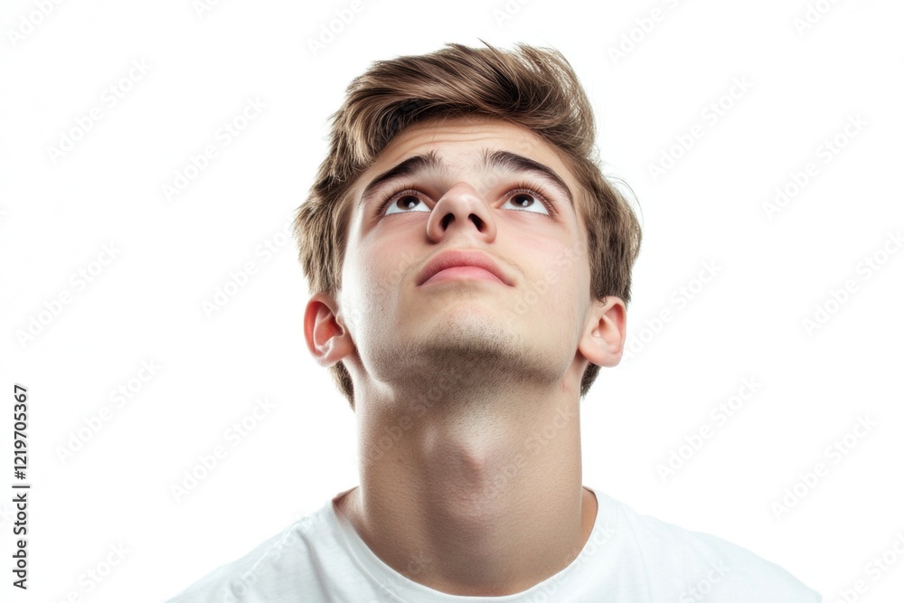 Obraz premium A person gazing upwards, contemplating or thinking deeply about something