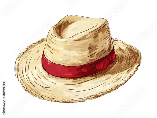 Isolated Straw Hat Illustration