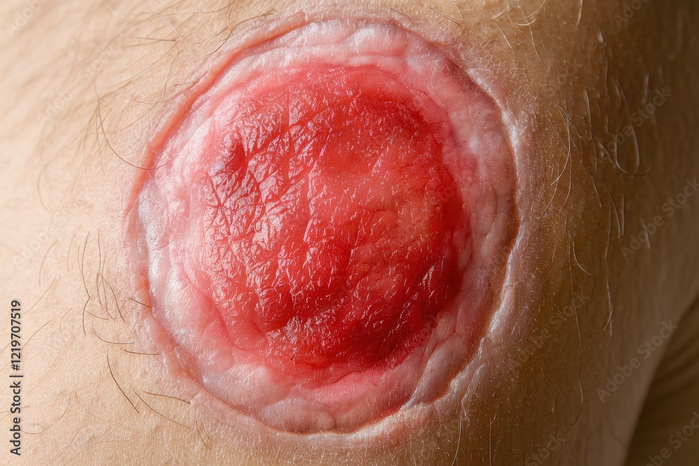Fototapeta premium Close-up Image of a Healing Wound on Human Skin