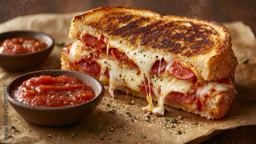 Cheese Stretch Goals: A Perfectly Grilled Pizza Sandwich photo