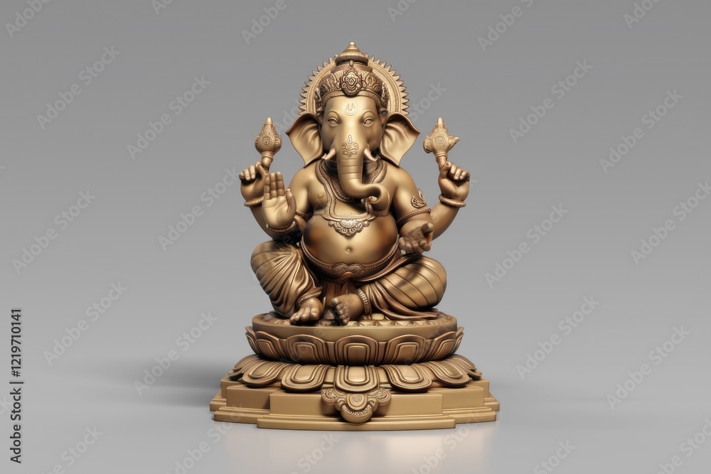 Golden Ganesha statue Hindu god remover of obstacles prosperity wisdom Golden Ganesha statue Hindu god remover of obstacles prosperity wisdom