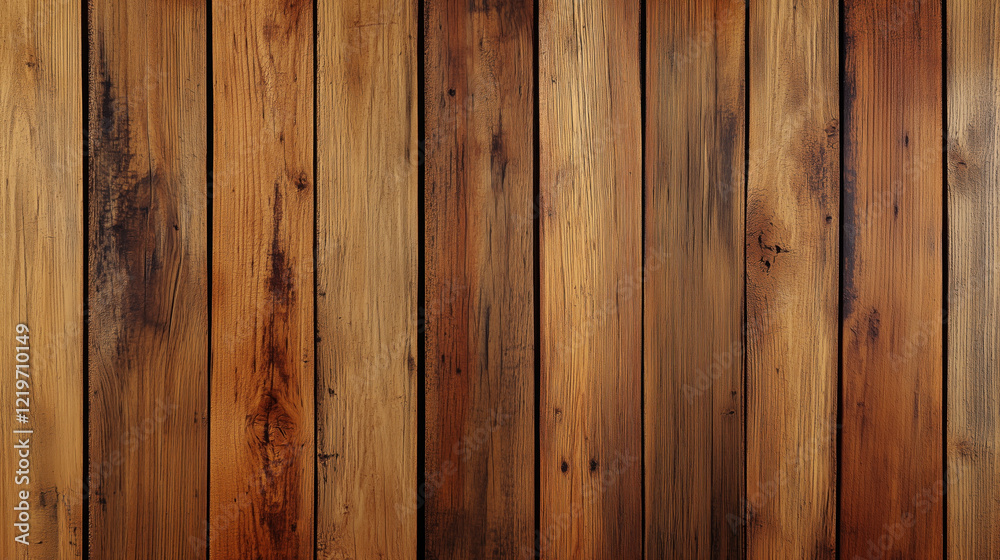 Fototapeta premium Smooth Teak Wood Plank Texture Showcasing a Honey-Brown Hue, Straight and Even Grain Patterns, with a Lightly Oiled Finish for a Polished Tropical Aesthetic