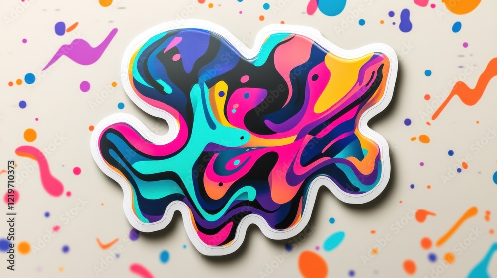 Naklejka premium Vibrant Abstract Colorful Liquid Swirl Sticker Design Element on Bright Background