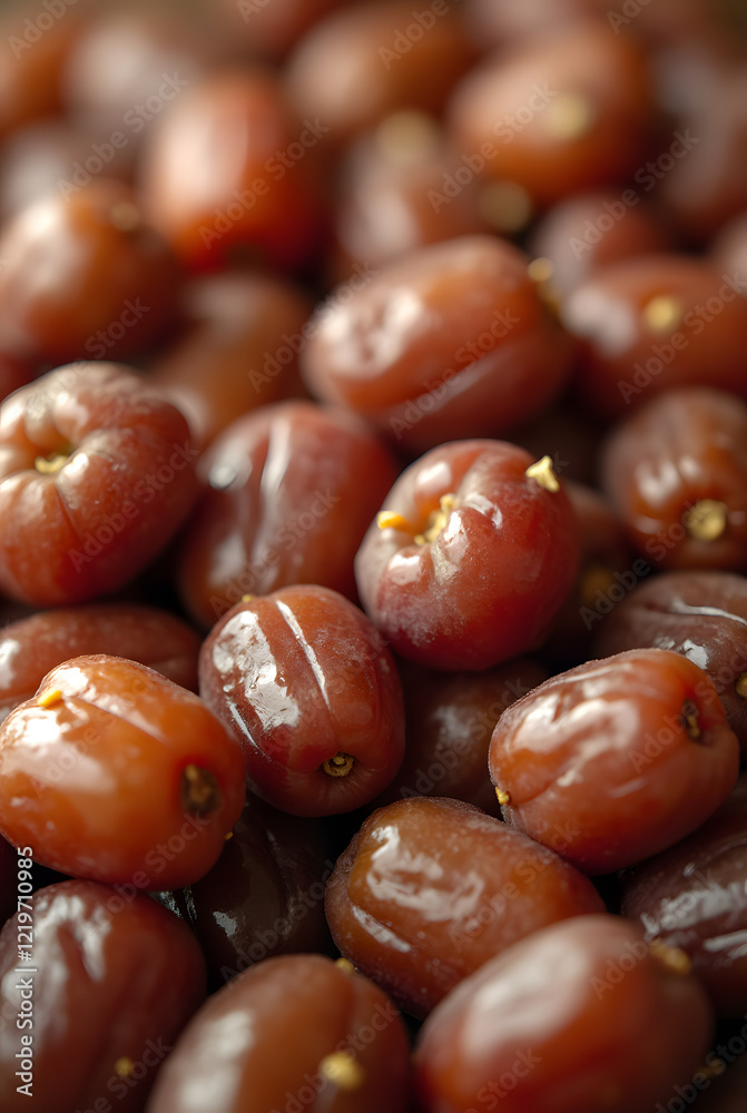 Close up of fresh brown dates against panoramic background - perfect for organic food, nutrition and Middle Eastern cuisine themes. Close up of fresh brown dates against panoramic background - perfect for organic food, nutrition and Middle Eastern cuisine themes.