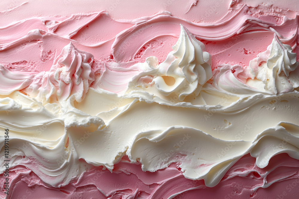 Swirled Pink and White Cream Dessert Texture Swirled Pink and White Cream Dessert Texture