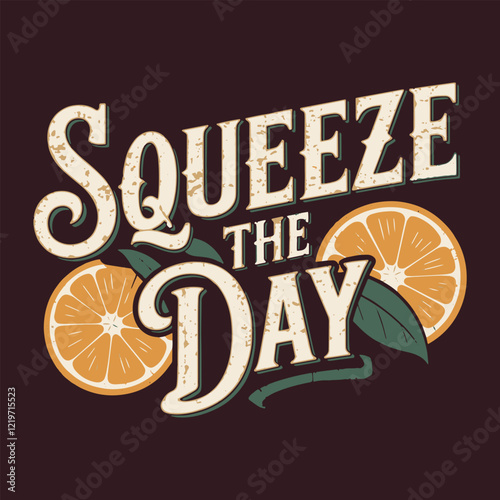Squeeze the Day T Shirt Design Fresh and Fun Orange Themed Typography T-Shirt Design