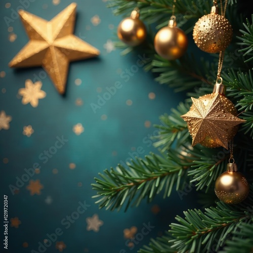 Ornate gold starburst Christmas adornment close-up, christmas, adornment