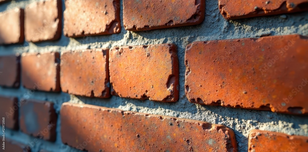 Waterproof sealant applied to brick wall; close-up, porous, repair Waterproof sealant applied to brick wall; close-up, porous, repair