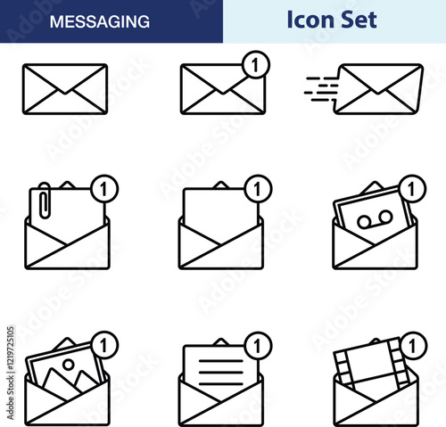  Set of  icons black and white messaging bundle 