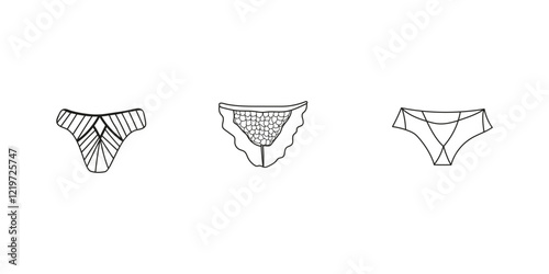 Swimming suits set. Doodle panties collection. Modern and classic style feminine sketches. Plus siaze swimsuits set.